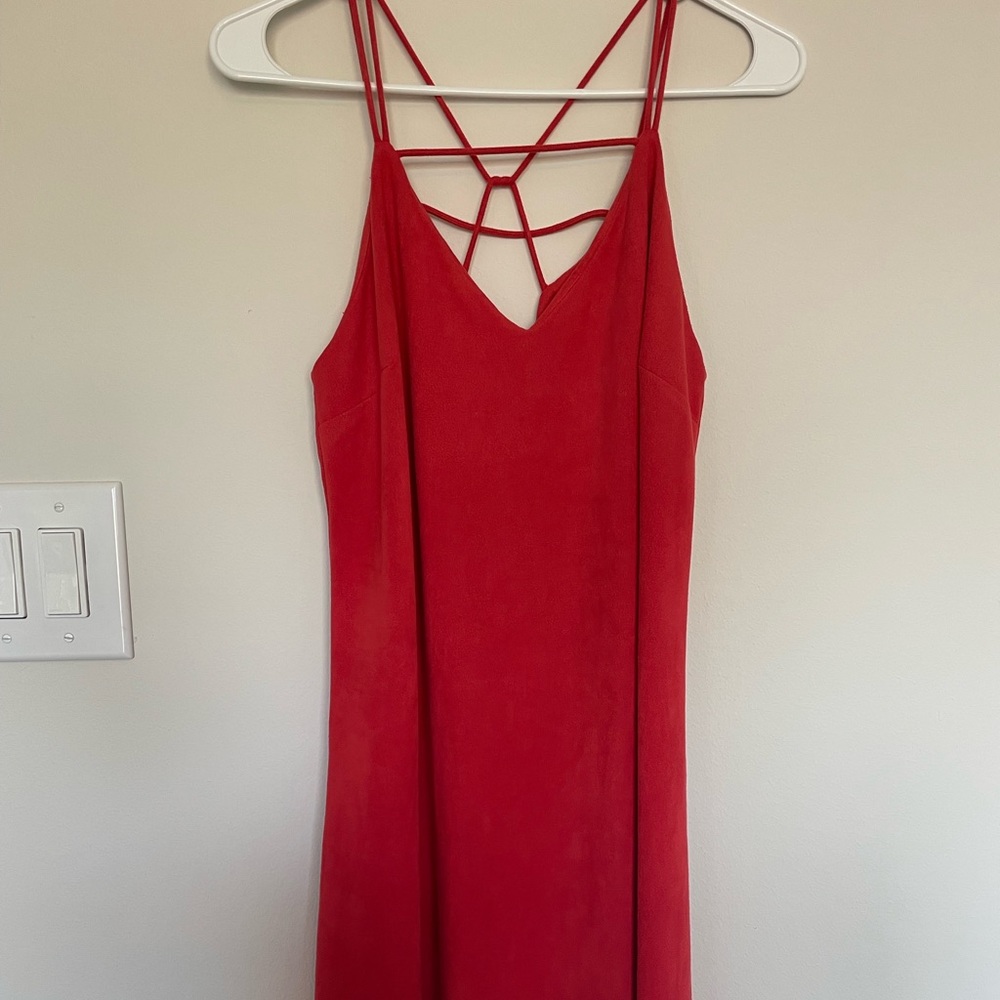 Coral suede dress